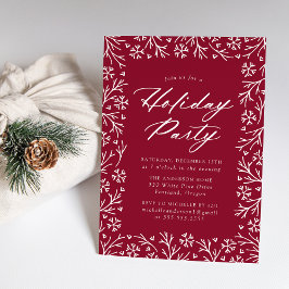 Cranberry Elegant Snowflake Holiday Kaart