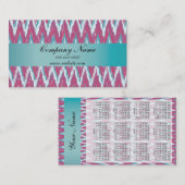 Cranberry en Blauwgroen iKat ZigZag 2019 Kalender Visitekaartje (Voorkant / Achterkant)