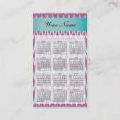Cranberry en Blauwgroen iKat ZigZag 2019 Kalender Visitekaartje (Achterkant)