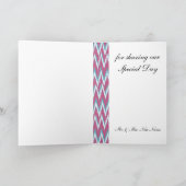 Cranberry en Blauwgroen iKat ZigZag Pattern Bedankkaart (Binnen)