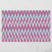 Cranberry en Blauwgroen iKat ZigZag Pattern Briefpapier (Voorkant)