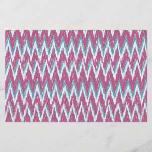 Cranberry en Blauwgroen iKat ZigZag Pattern Briefpapier