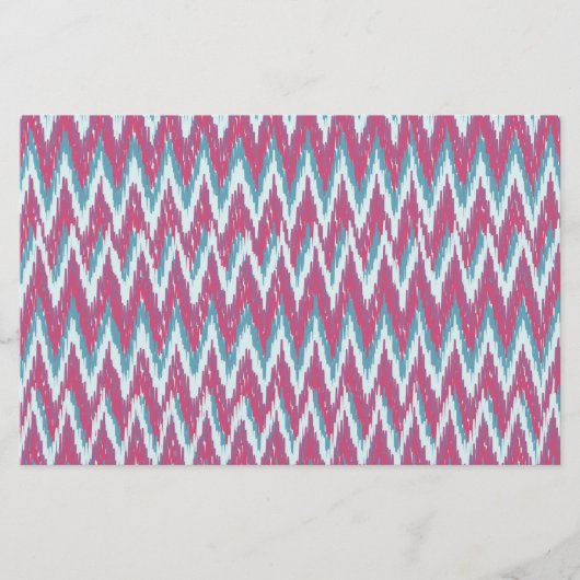 Cranberry en Blauwgroen iKat ZigZag Pattern Briefpapier (Voorkant)