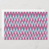 Cranberry en Blauwgroen iKat ZigZag Pattern Briefpapier (Voorkant / Achterkant)