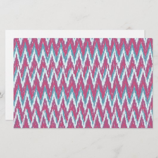 Cranberry en Blauwgroen iKat ZigZag Pattern Briefpapier (Voorkant / Achterkant)