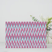 Cranberry en Blauwgroen iKat ZigZag Pattern Briefpapier (Staand voorkant)