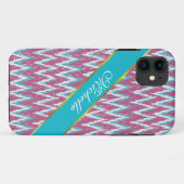 Cranberry en Blauwgroen iKat ZigZag Pattern Case-Mate iPhone Case (Achterkant (horizontaal))