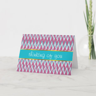 Cranberry en Blauwgroen iKat ZigZag Pattern Kaart