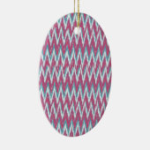 Cranberry en Blauwgroen iKat ZigZag Pattern Keramisch Ornament (Rechts)