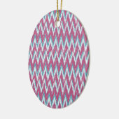 Cranberry en Blauwgroen iKat ZigZag Pattern Keramisch Ornament (Links)