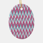 Cranberry en Blauwgroen iKat ZigZag Pattern Keramisch Ornament (Achterkant)