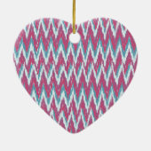 Cranberry en Blauwgroen iKat ZigZag Pattern Keramisch Ornament (Achterkant)