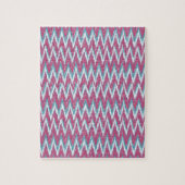 Cranberry en Blauwgroen iKat ZigZag Pattern Legpuzzel (Verticaal)