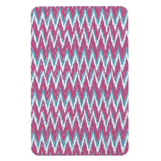 Cranberry en Blauwgroen iKat ZigZag Pattern Magneet (Verticaal)
