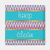 Cranberry en Blauwgroen iKat ZigZag Pattern Magneet (Voorkant)