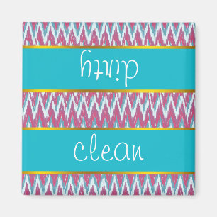 Cranberry en Blauwgroen iKat ZigZag Pattern Magneet