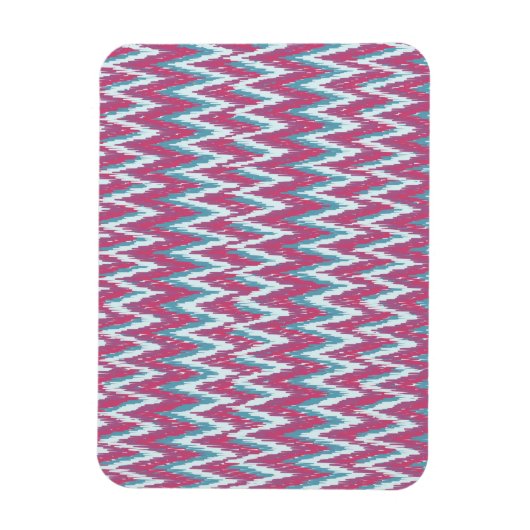 Cranberry en Blauwgroen iKat ZigZag Pattern Magneet (Verticaal)