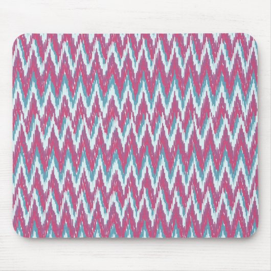 Cranberry en Blauwgroen iKat ZigZag Pattern Muismat (Voorkant)