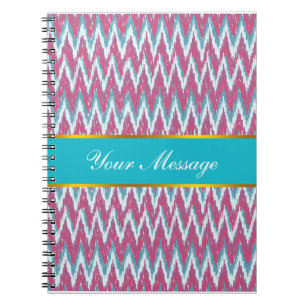 Cranberry en Blauwgroen iKat ZigZag Pattern Notitieboek