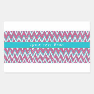 Cranberry en Blauwgroen iKat ZigZag Pattern Rechthoekige Sticker