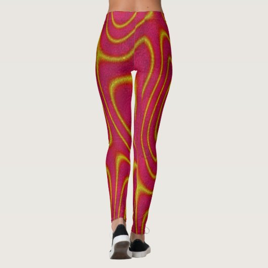 Cranberry en Gold Swirl Yoga Broek, Leggings (Achterkant)