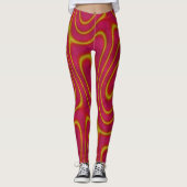Cranberry en Gold Swirl Yoga Broek, Leggings (Voorkant)