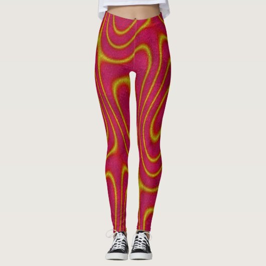Cranberry en Gold Swirl Yoga Broek, Leggings (Voorkant)