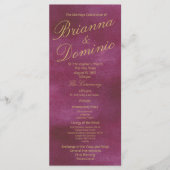 Cranberry en gouden Waterverf bruiloft Programmakaart (Voorkant)