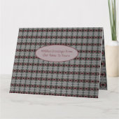 Cranberry en grijs patroon bedankkaart (Achterkant)