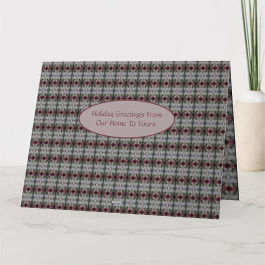 Cranberry en grijs patroon bedankkaart (Achterkant)