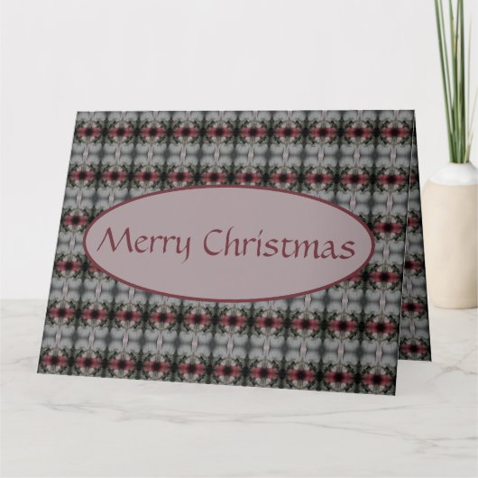 Cranberry en grijs patroon bedankkaart (Voorkant)