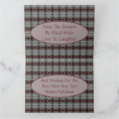 Cranberry en grijs patroon bedankkaart (Binnen)