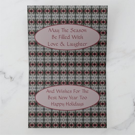 Cranberry en grijs patroon bedankkaart (Binnen)