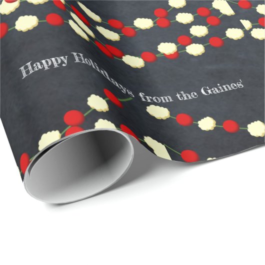 Cranberry en Popcorn Chalkboard Holiday Cadeaupapier (Rol Hoek)