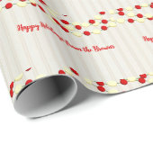 Cranberry en Popcorn Farmhouse Holiday Cadeaupapier (Rol Hoek)