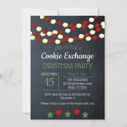 Cranberry en Popcorn Rustic Chalkboard Kerstmis Kaart (Voorkant)