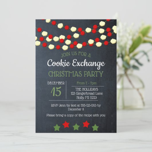 Cranberry en Popcorn Rustic Chalkboard Kerstmis Kaart (Staand voorkant)