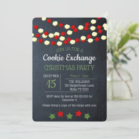 Cranberry en Popcorn Rustic Chalkboard Kerstmis Kaart (Staand voorkant)