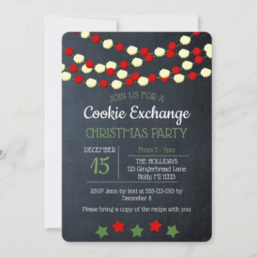 Cranberry en Popcorn Rustic Chalkboard Kerstmis Kaart (Voorkant)