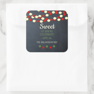 Cranberry en Popcorn Rustic Chalkboard Kerstmis Vierkante Sticker