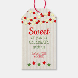 Cranberry en Popcorn rustieke beadboard kerst Cadeaulabel