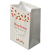 Cranberry en Popcorn rustieke beadboard kerst Medium Cadeauzakje (Voorkant Gekanteld)