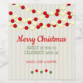Cranberry en Popcorn rustieke beadboard kerst Wijn Etiket (Enkel label)