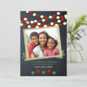 Cranberry en Popcorn rustieke foto Kerstmis Feestdagenkaart (Staand voorkant)