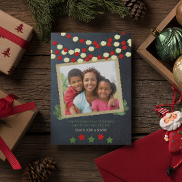 Cranberry en Popcorn rustieke foto Kerstmis Feestdagenkaart