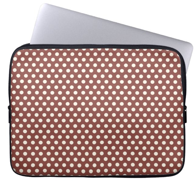 Cranberry en White Polka Dot Laptop Sleeve (Voorkant)
