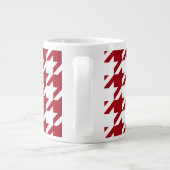 Cranberry en wit groot houndstooth patroon grote koffiekop (Achterkant)