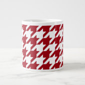 Cranberry en wit groot houndstooth patroon grote koffiekop (Voorkant)