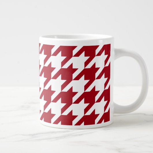 Cranberry en wit groot houndstooth patroon grote koffiekop (Rechts)