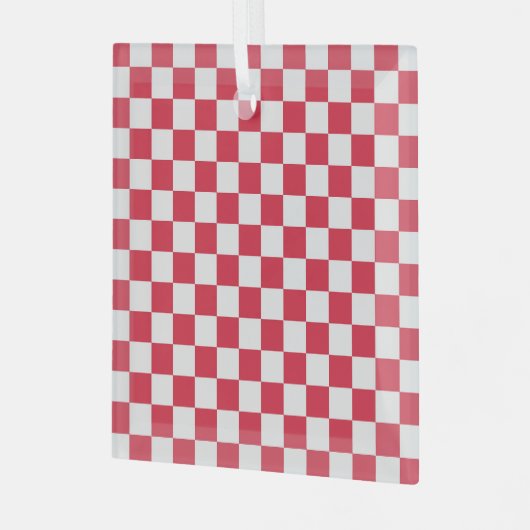Cranberry fizz checkerboard pattern glas ornament (Voorkant links)